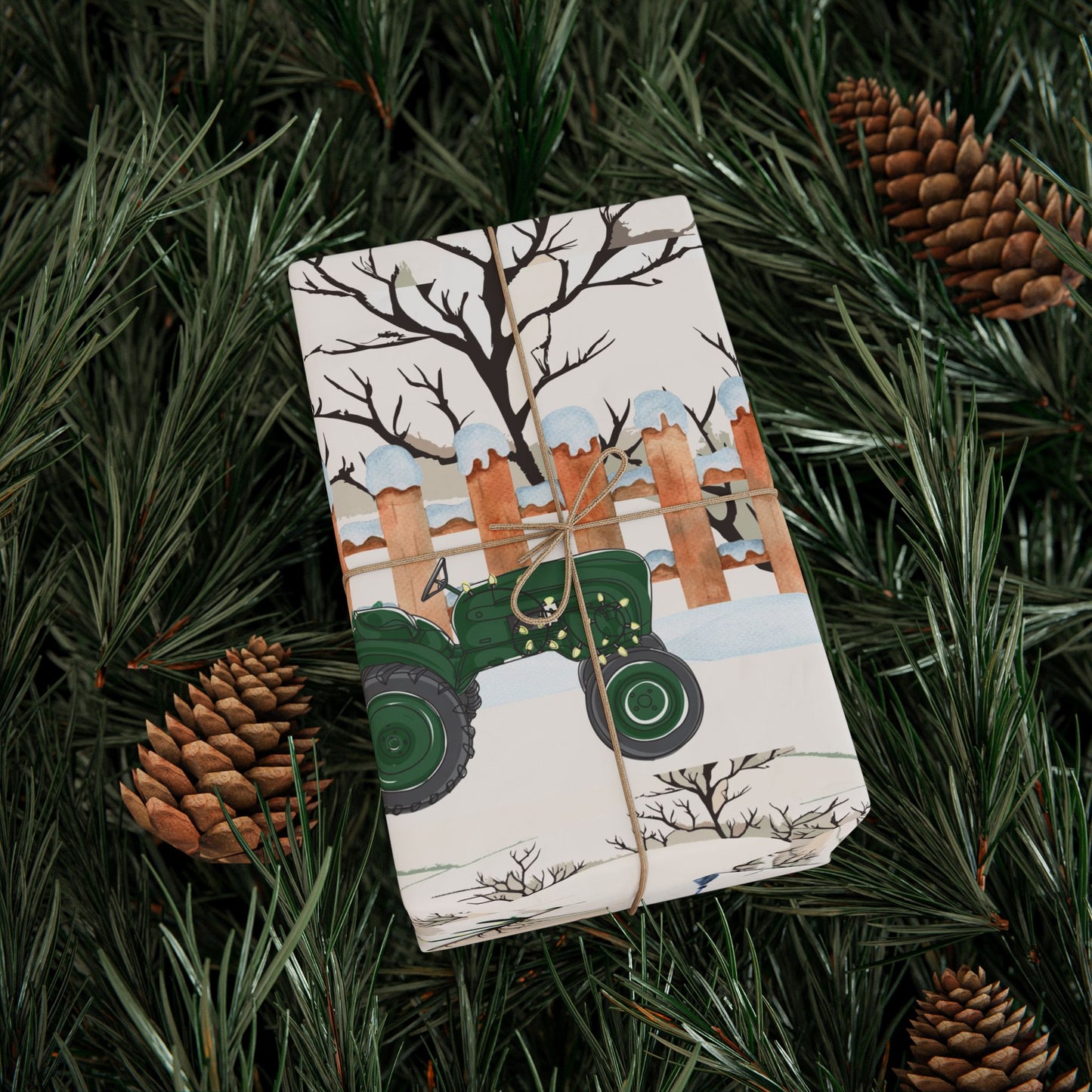Church Tractor Christmas Wrapping Paper