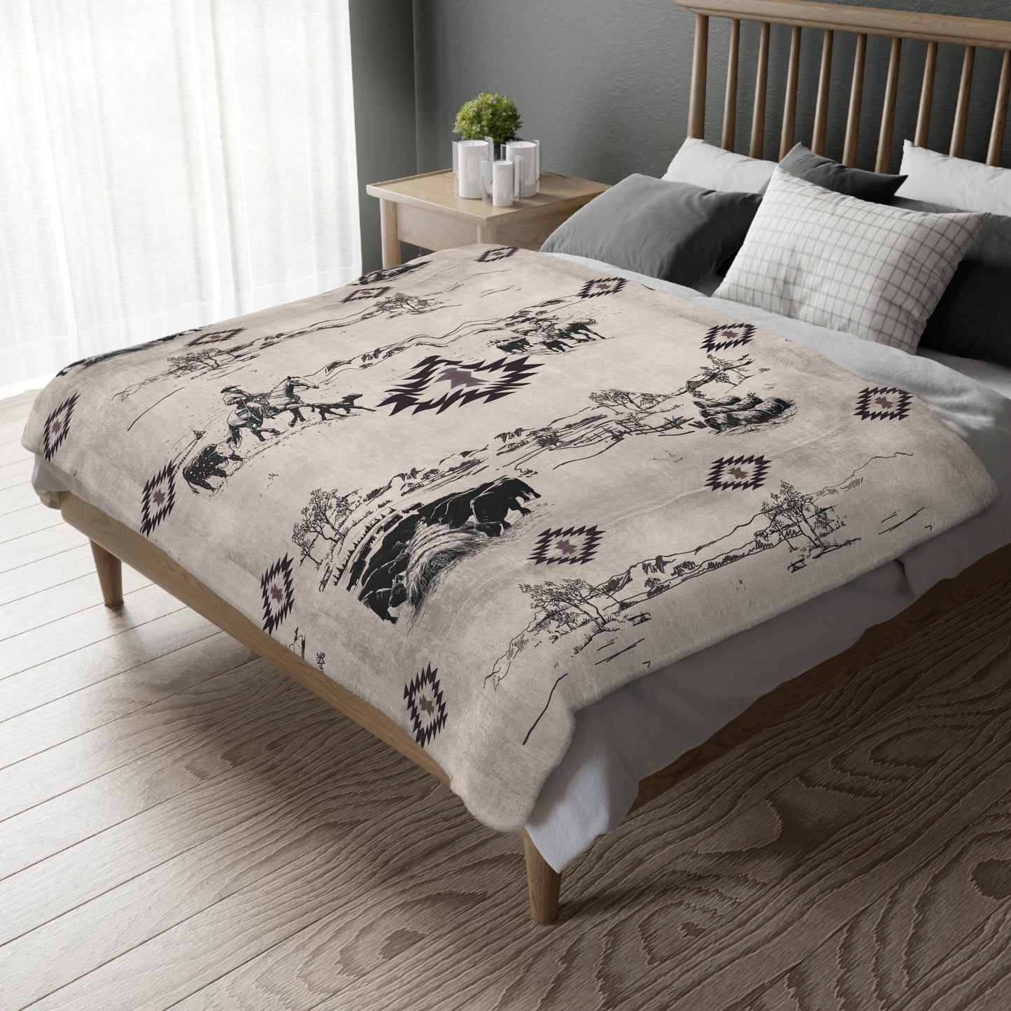 Frontier Frost Prairie Two Sided Minky Blanket