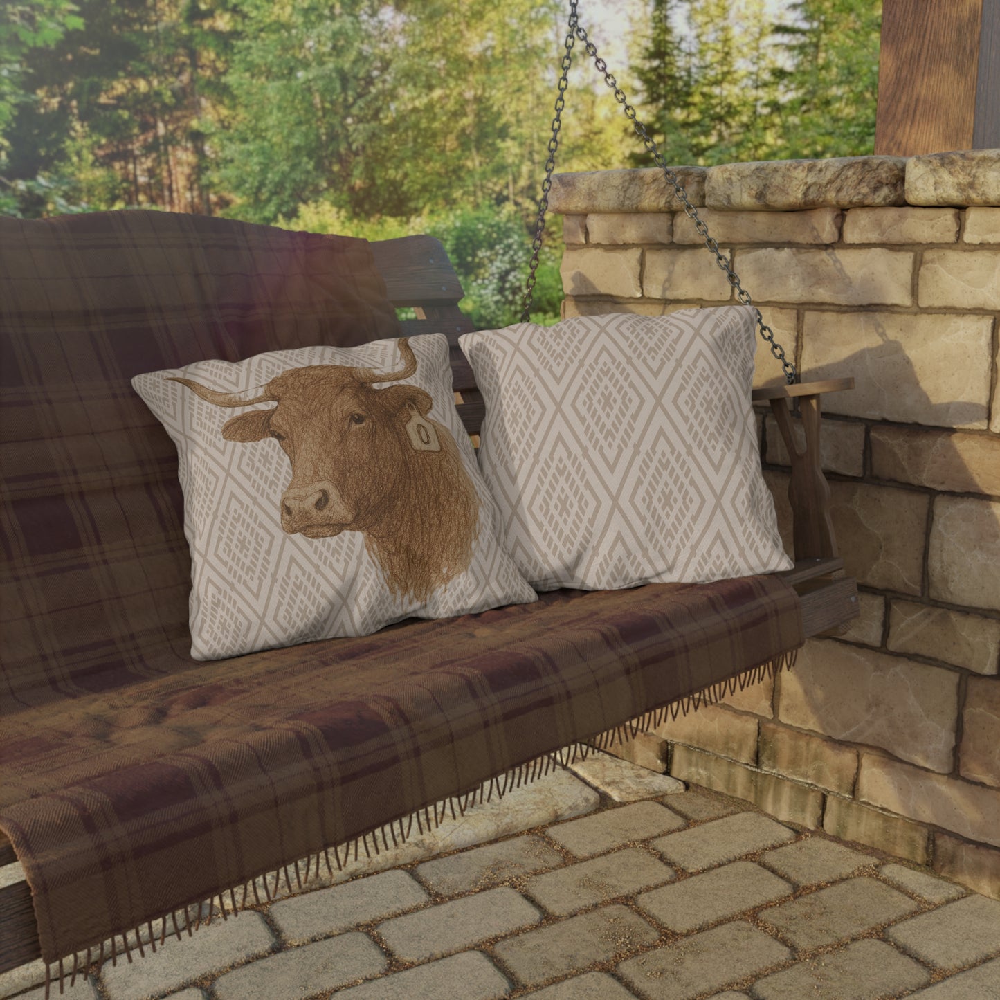 Longhorn Patio Pillow