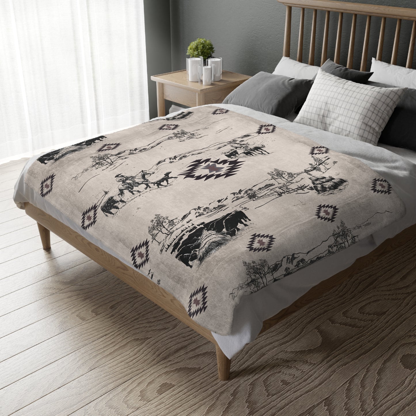 Frontier Frost Prairie Two Sided Minky Blanket