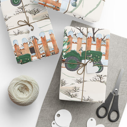 Church Tractor Christmas Wrapping Paper
