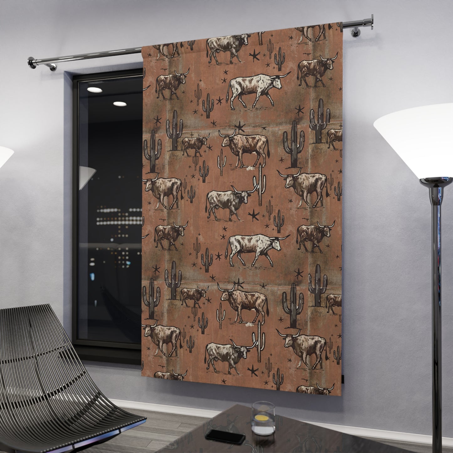 Rust Longhorn Window Curtain