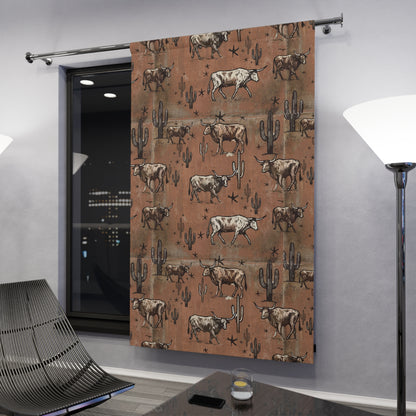 Rust Longhorn Window Curtain