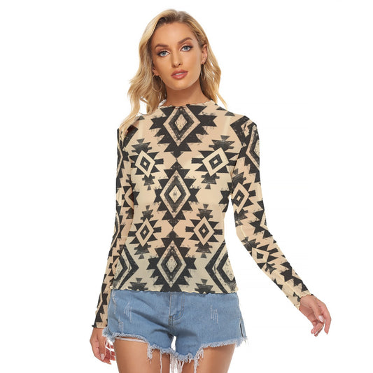 Black Cream Aztec Mesh