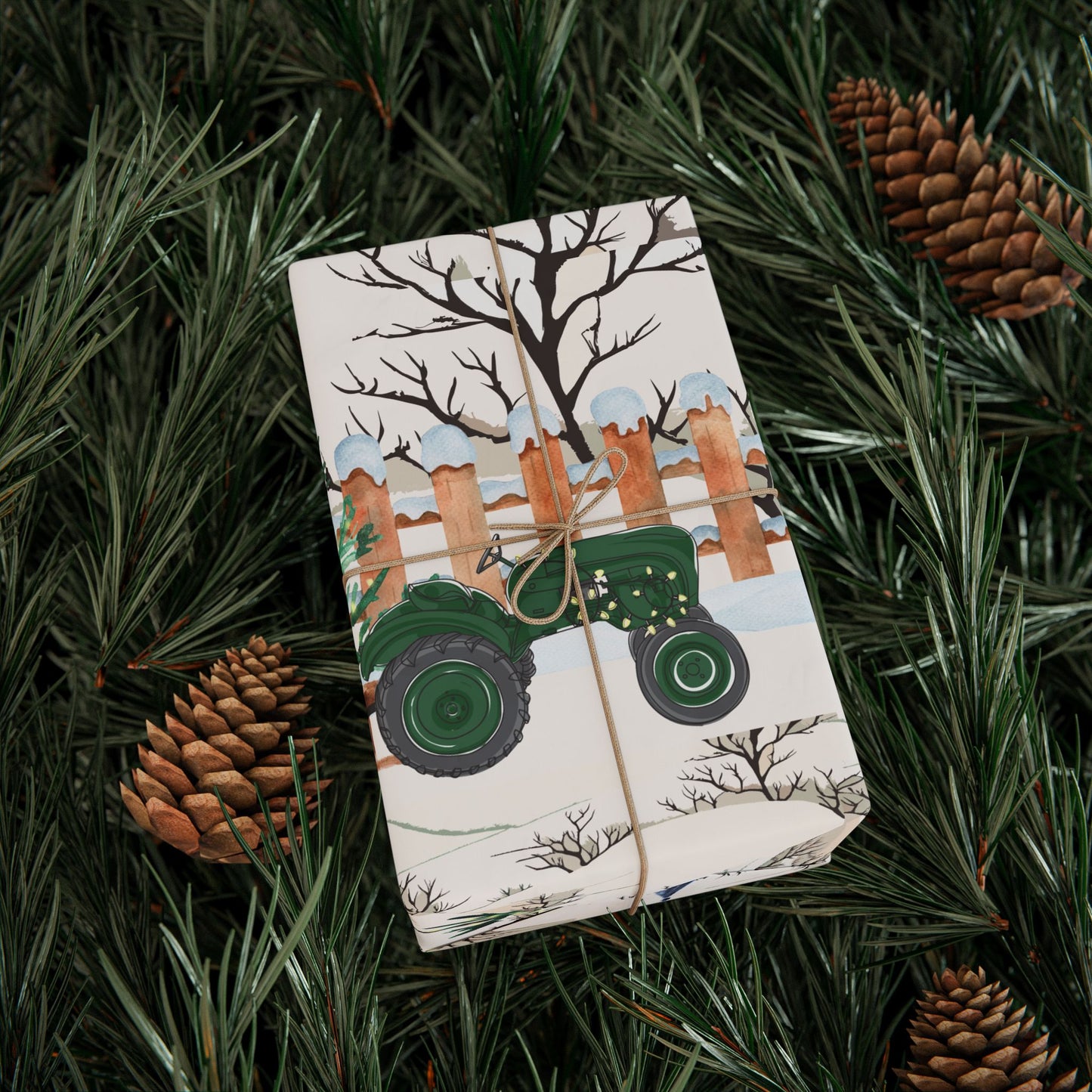 Church Tractor Christmas Wrapping Paper