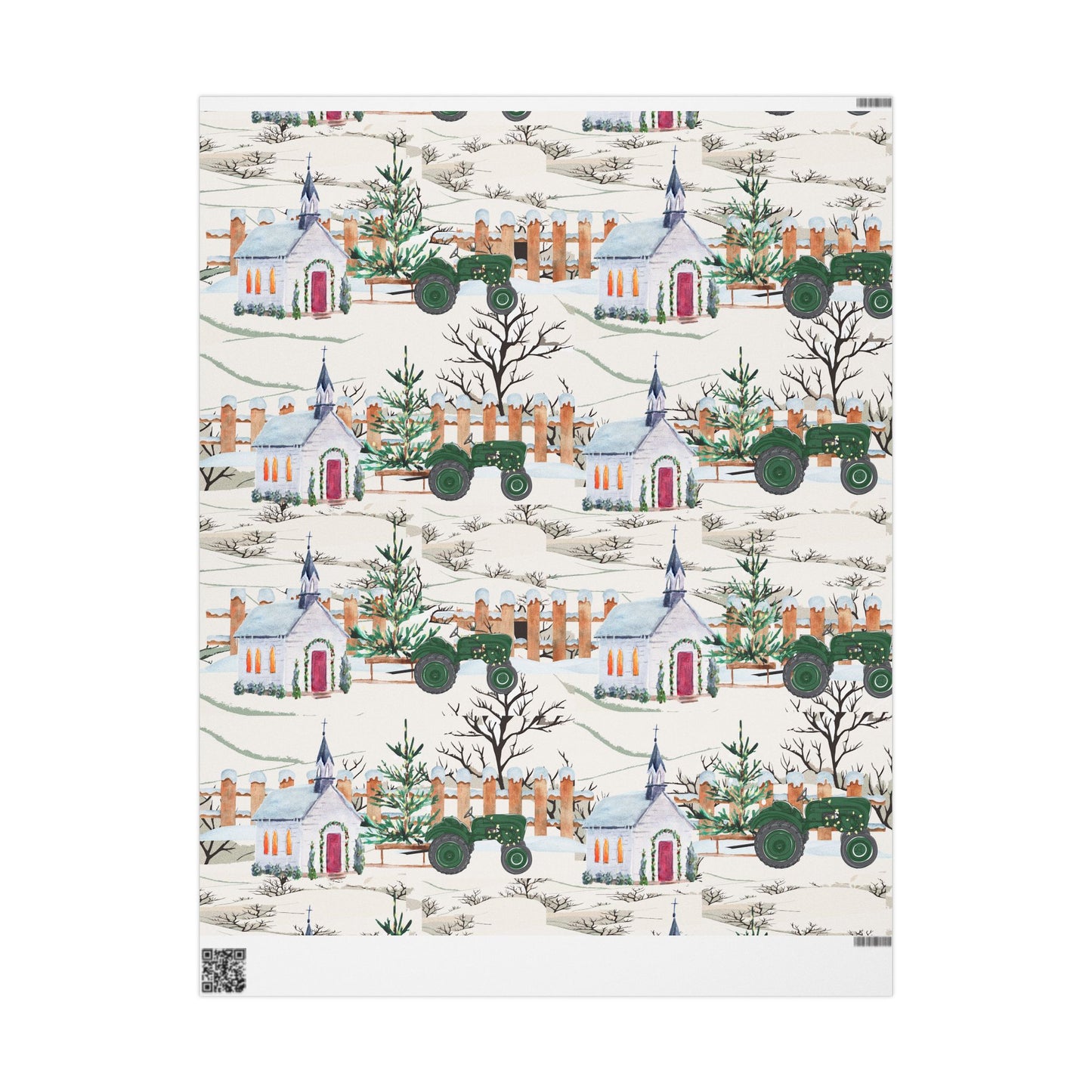 Church Tractor Christmas Wrapping Paper