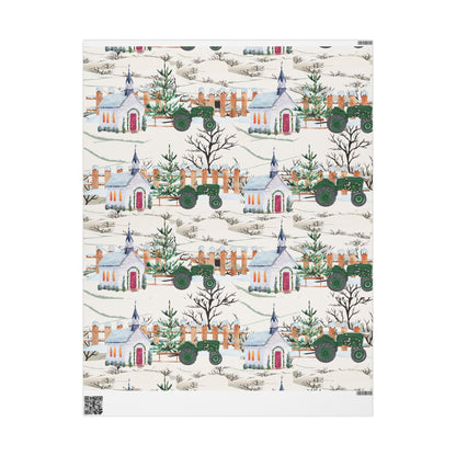 Church Tractor Christmas Wrapping Paper