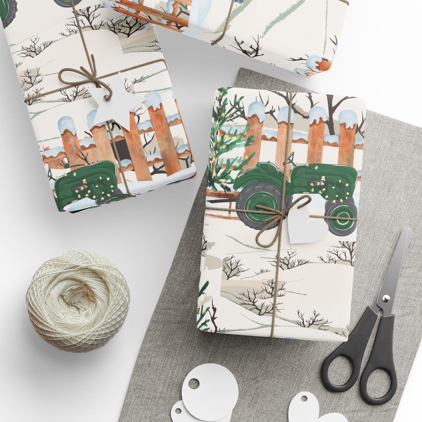 Church Tractor Christmas Wrapping Paper