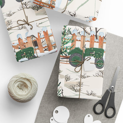 Church Tractor Christmas Wrapping Paper