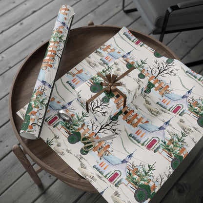 Church Tractor Christmas Wrapping Paper