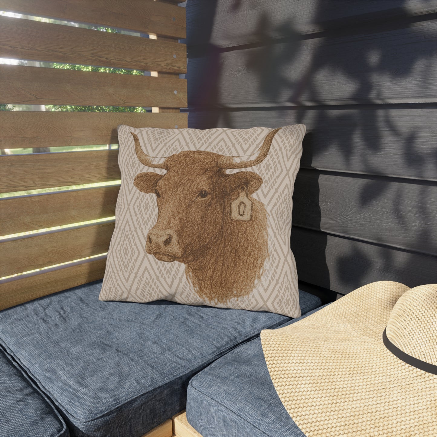 Longhorn Patio Pillow