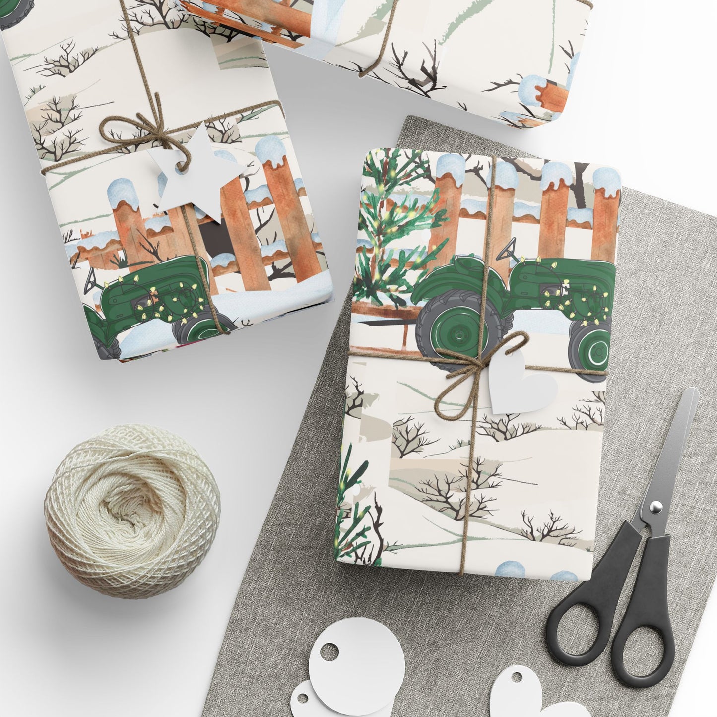 Church Tractor Christmas Wrapping Paper