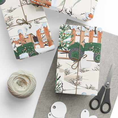 Church Tractor Christmas Wrapping Paper