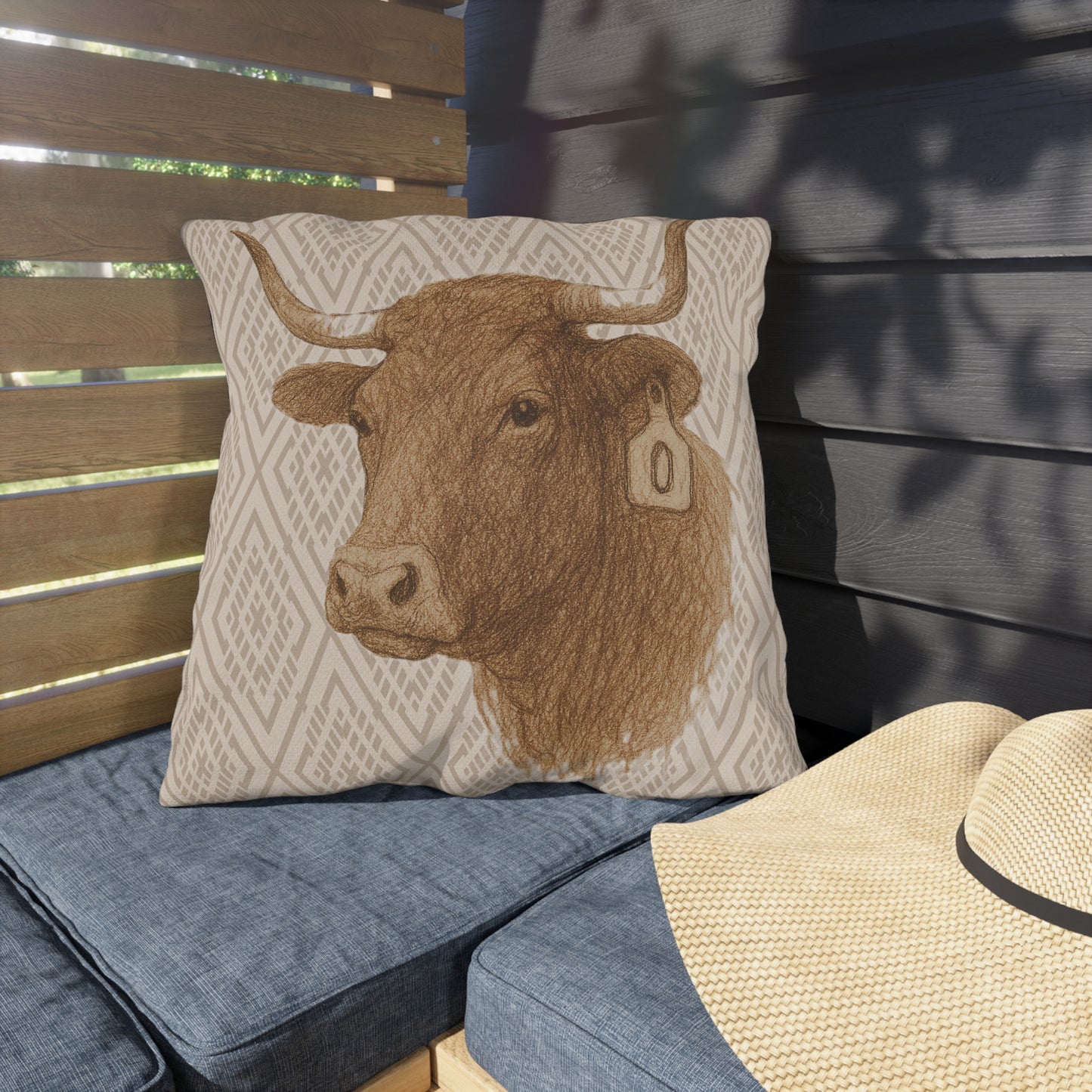 Longhorn Patio Pillow