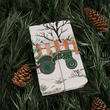 Church Tractor Christmas Wrapping Paper