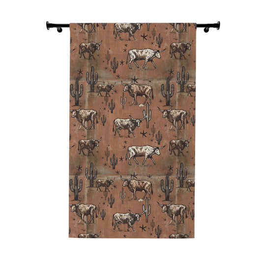 Rust Longhorn Window Curtain