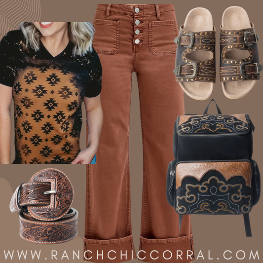 Rust Button Up Cuff Jeans