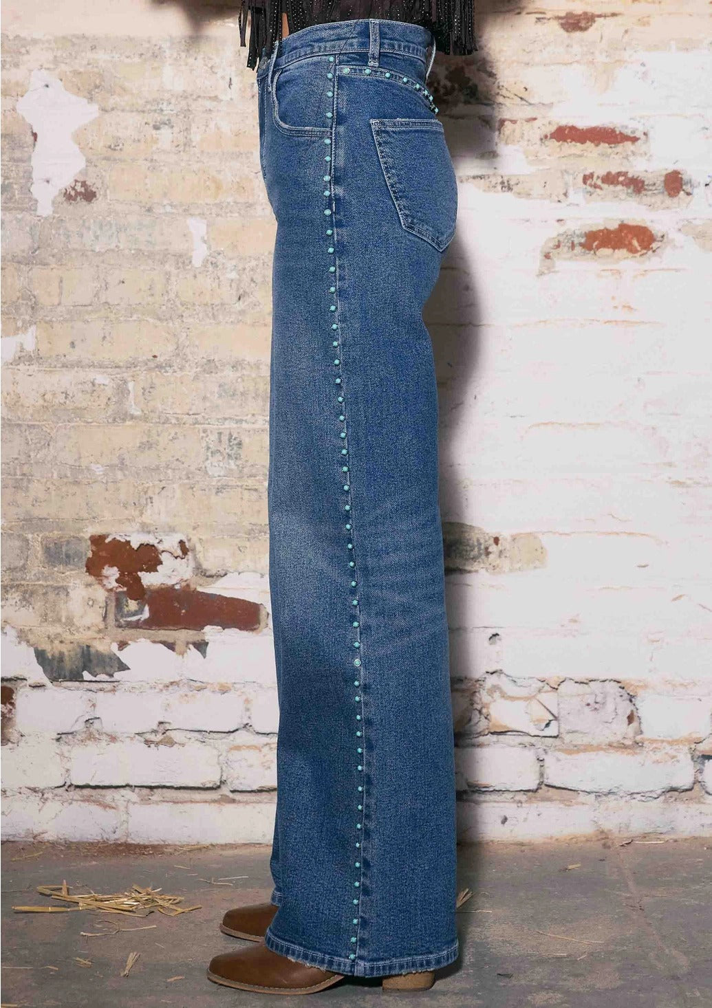Turquoise Studded Jeans
