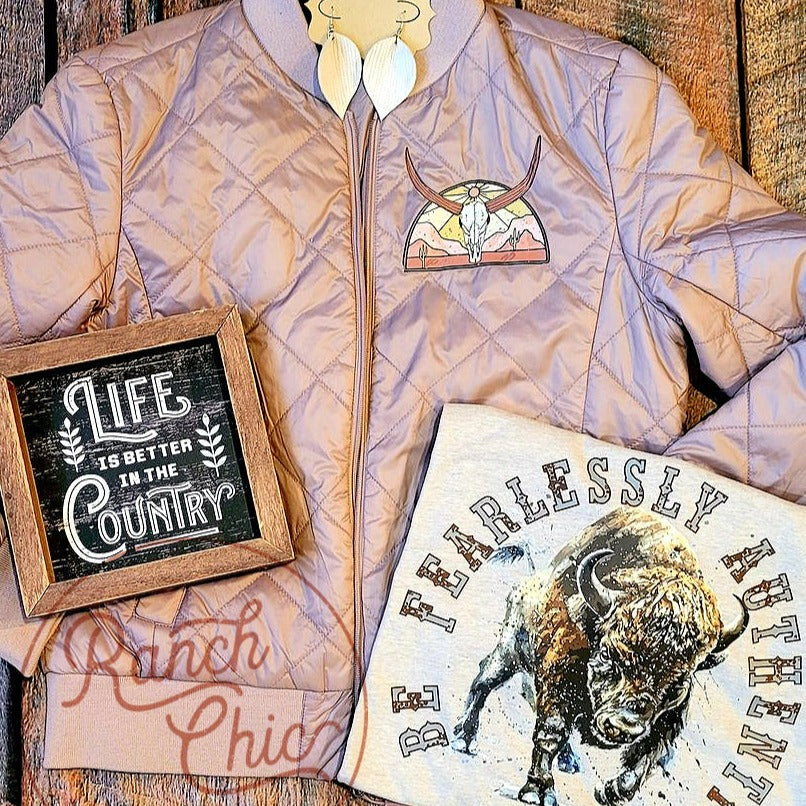 Blush Longhorn Bomber