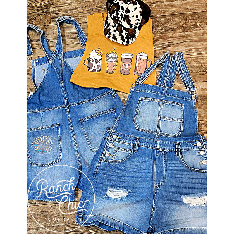 Goes Around Distressed Overalls