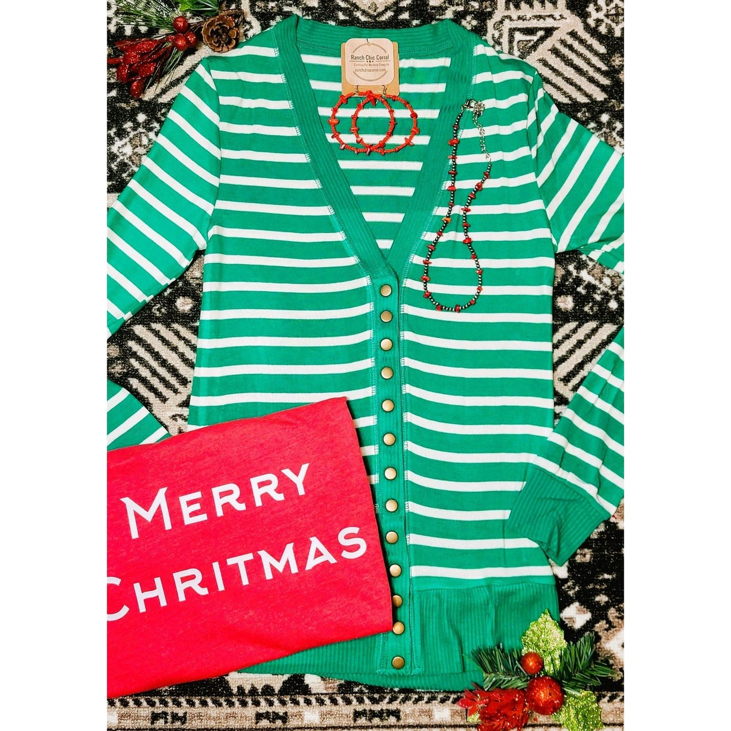 Green Stripe Cardi