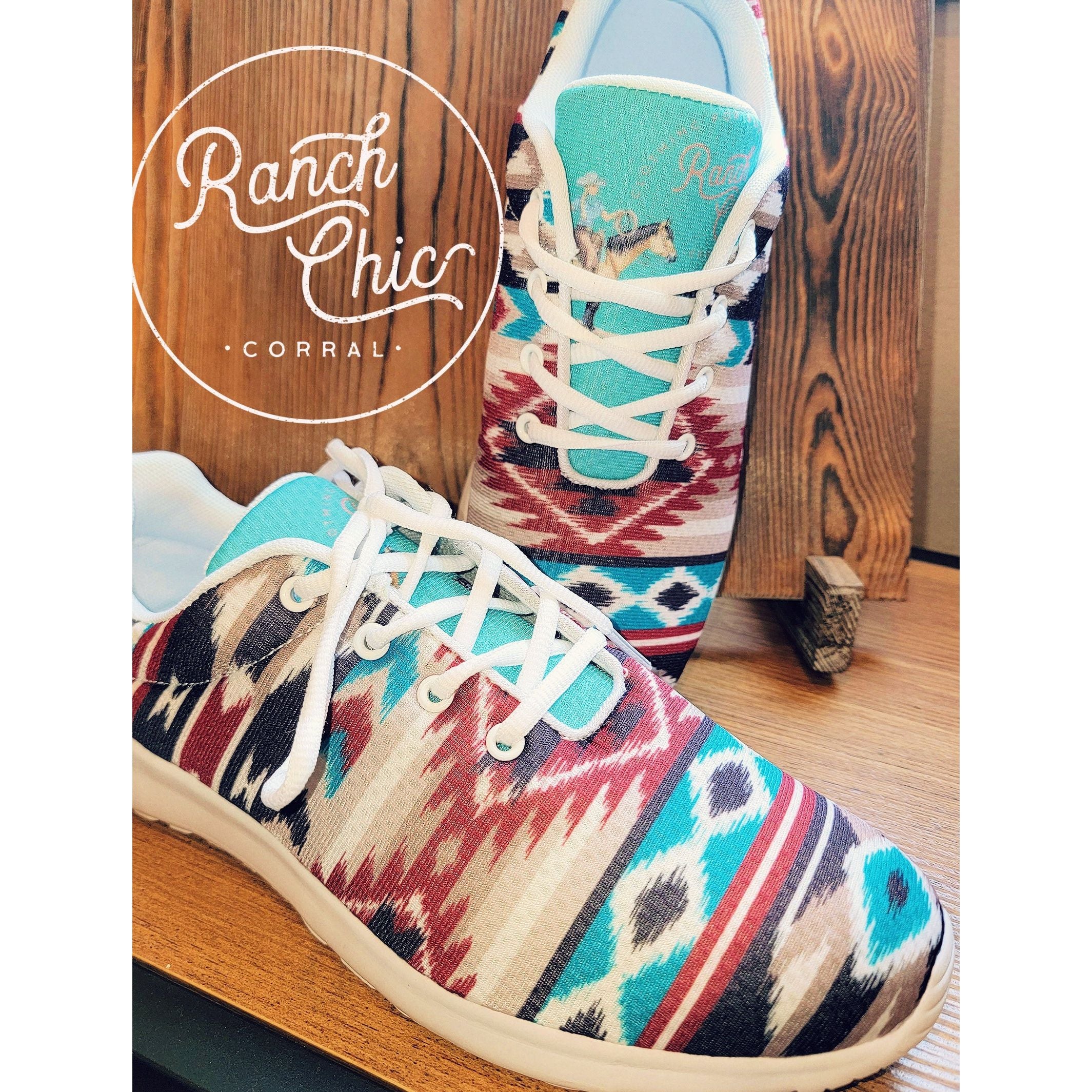 Aztec print shop tennis shoes